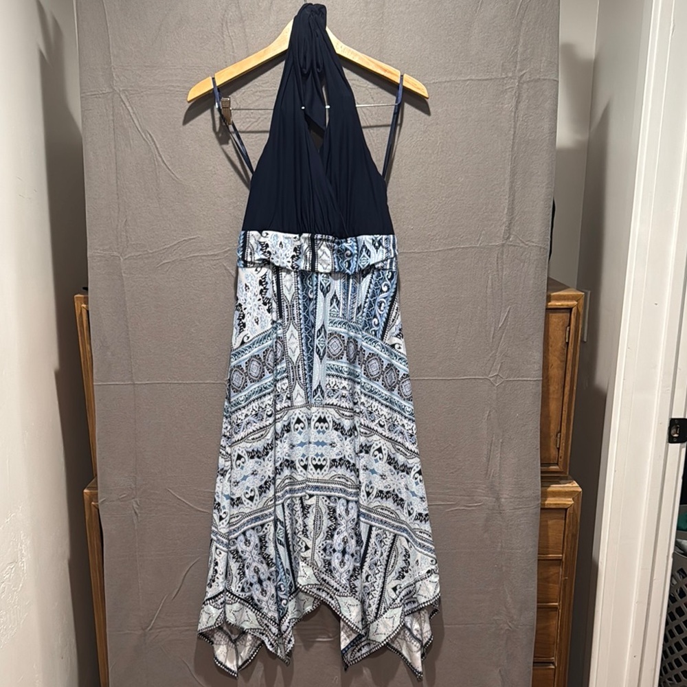 Soma Navy Halter Patterned Maxi Dress